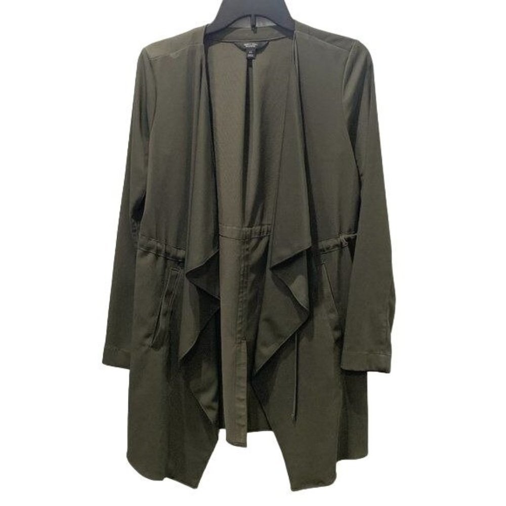Simply Vera, Army Green, Flyaway Drawstring Tunic length Jacket Blazer